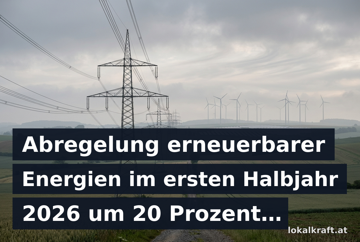 Abregelung erneuerbarer Energien im ersten Halbjahr 2026 um 20 Prozent gestiegen